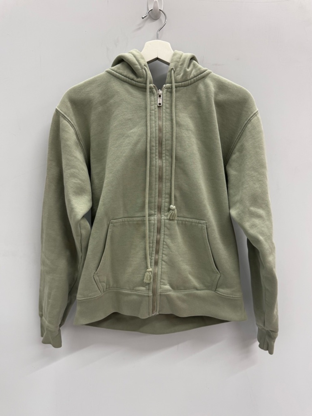 John Galt Light Sage Green Cotton Blend Full Zip-Up Hoodie One Size
